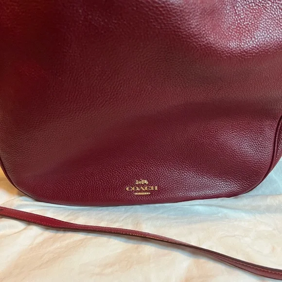 Gently used: Coach Pebble Leather Sutton Hobo, color Deep Red - Picture 4 of 15